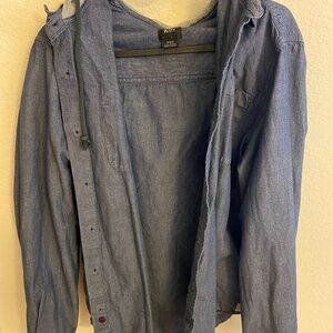 Rusty Long Sleeve Button-Up Shirt with Hood (Medium)